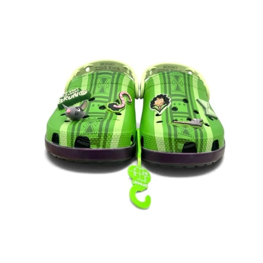 Crocs Encanto Bruno Classic Clog Kids J2 Disney Green Slip On Shoes Jibbitz New